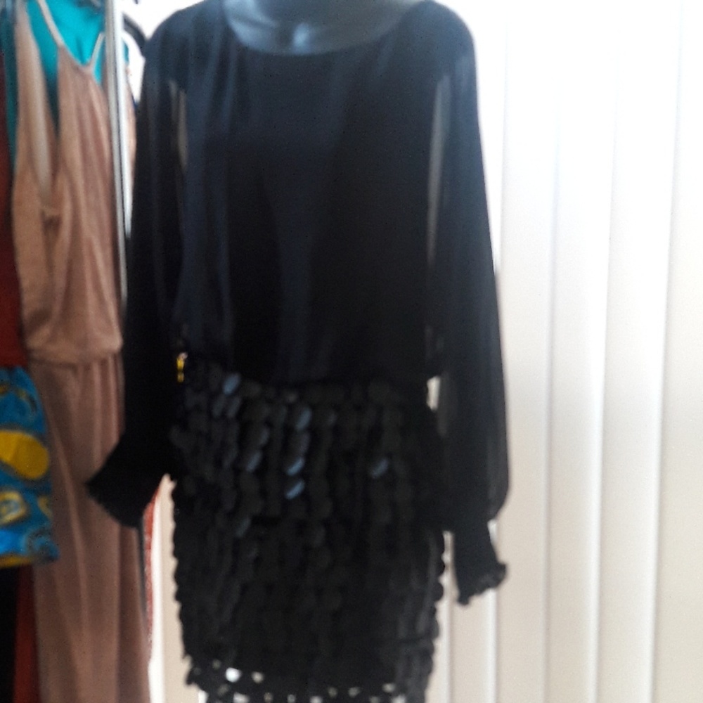 Black dress with a leather bottom